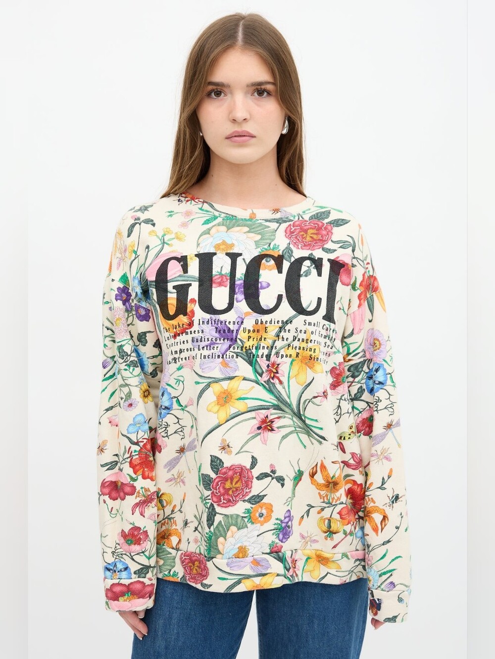 Authentic Gucci of Floral Logo Crewneck Sweatshirt XS-oversized